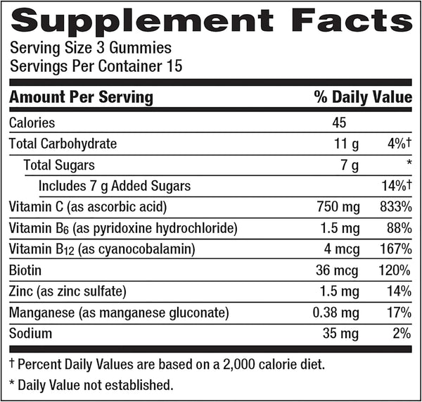 Emergen-C, Gummies, Immune Support, Vitamin C, 750 mg, Orange, Tangerine and Raspberry, 45 Gummies