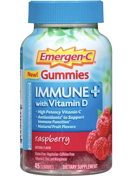 Emergen-C, Gummies, Immune Plus with Vitamin D, Raspberry, 45 Gummies