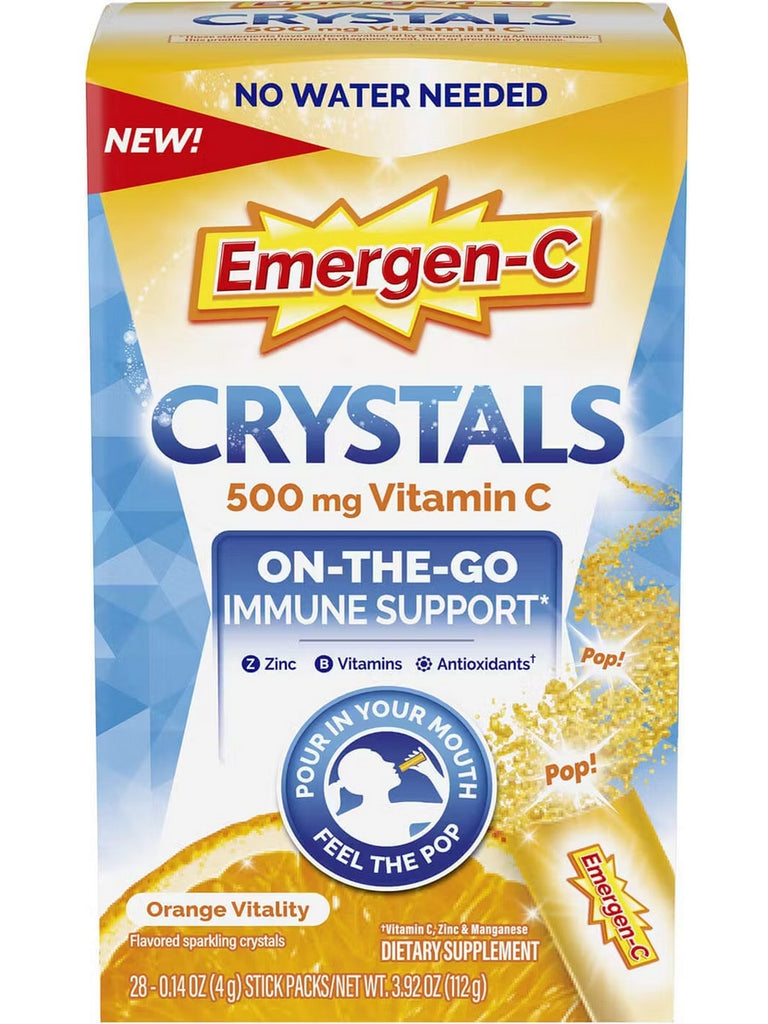 Emergen-C, Crystals, Vitamin C, 500 mg, Orange Vitality, 28 Stick Packs