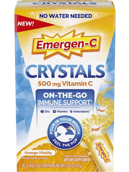 Emergen-C, Crystals, Vitamin C, 500 mg, Orange Vitality, 28 Stick Packs