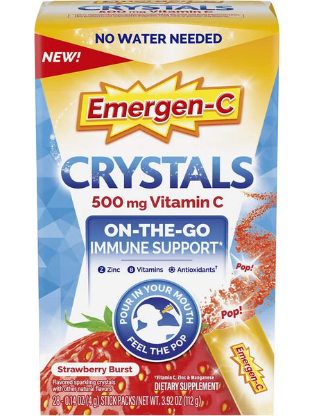 Emergen-C, Crystals, Vitamin C, 500 mg, Strawberry Burst, 28 Stick Packs