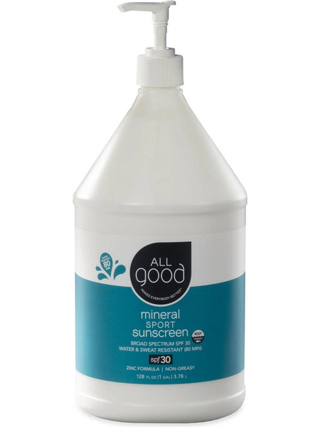 All Good, Sport Mineral Sunscreen Lotion SPF30, 128 oz