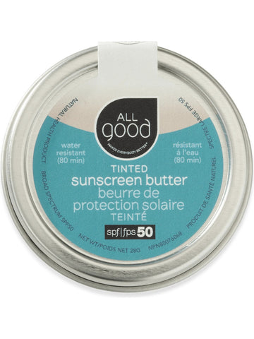 All Good, Tinted Sunscreen Butter SPF50, Tin, 1 oz