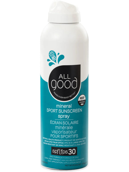 All Good, Sport Mineral Sunscreen Spray SPF30, 6 oz