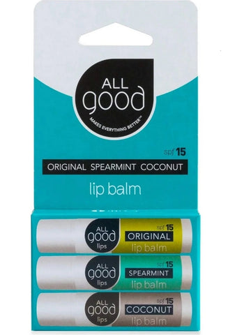 All Good, Assorted SPF Lip Balms, 3 Pack, 4.2 g