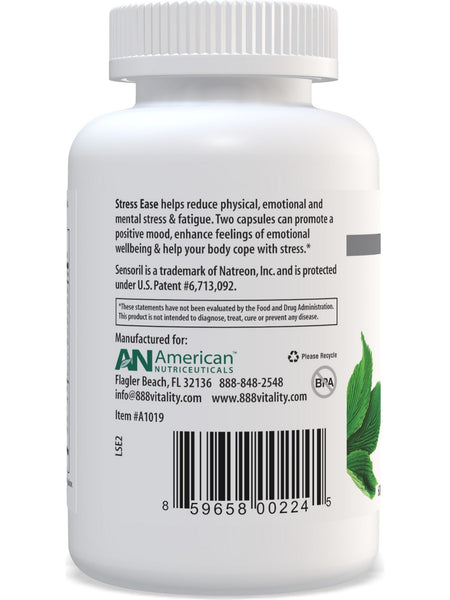 American Nutriceuticals, Stress Ease, 60 Vegetarian Capsules