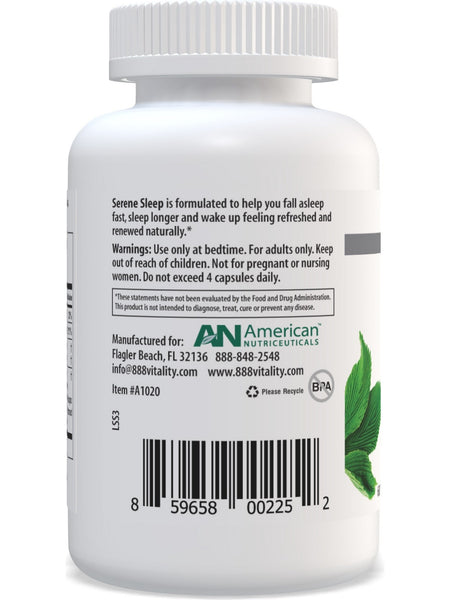 American Nutriceuticals, Serene Sleep, 60 Vegetarian Capsules