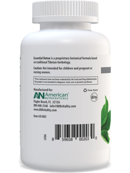 American Nutriceuticals, Essential Detox, 60 Vegetarian Capsules