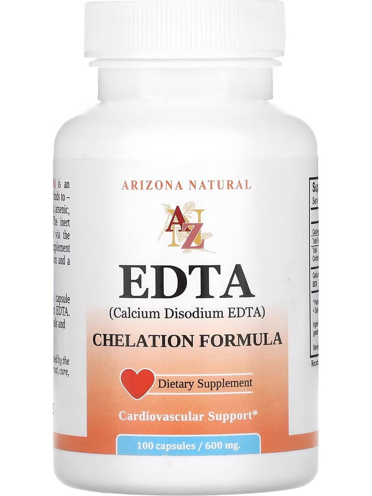 Arizona Natural, EDTA (Calcium Disodium EDTA) Chelation Formula, 600 mg, 100 Capsules