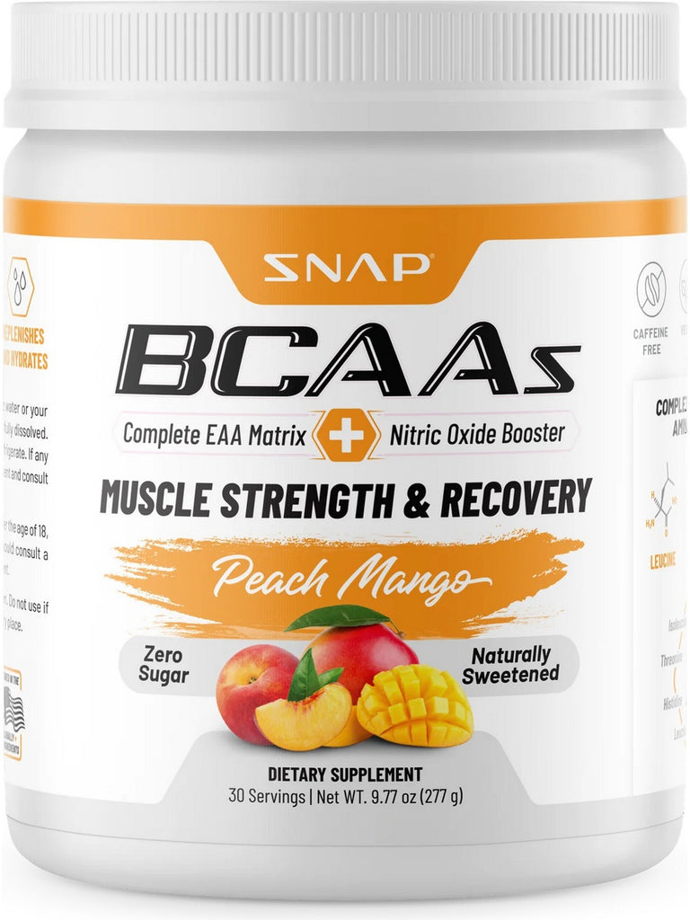 Snap Supplements, BCAAs, Peach Mango, 9.42 oz