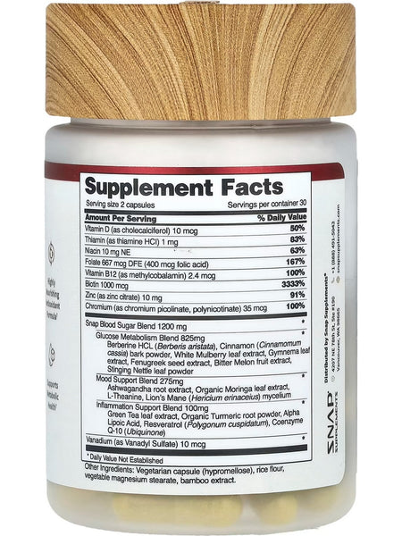 Snap Supplements, Blood Sugar, 60 Capsules