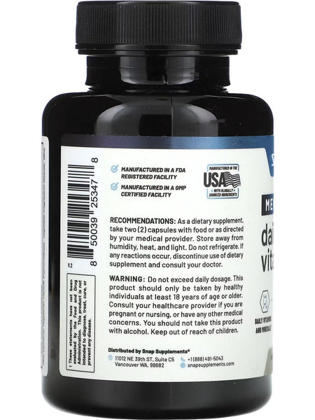 Snap Supplements, Men's Daily Multi Vitamin, 60 Capsules