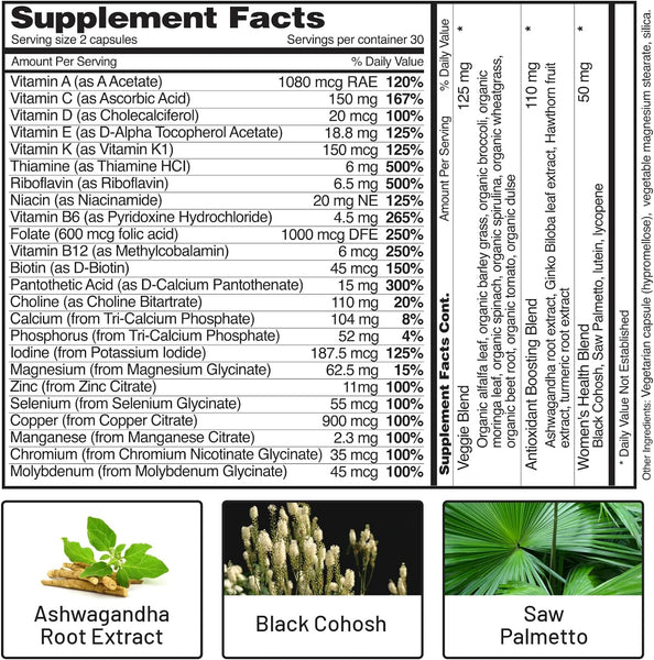 Snap Supplements, Women's Daily Multi Vitamin, 60 Capsules