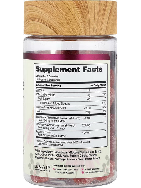 Snap Supplements, Immune Booster, Extracts of Elderberry, 60 Gummies