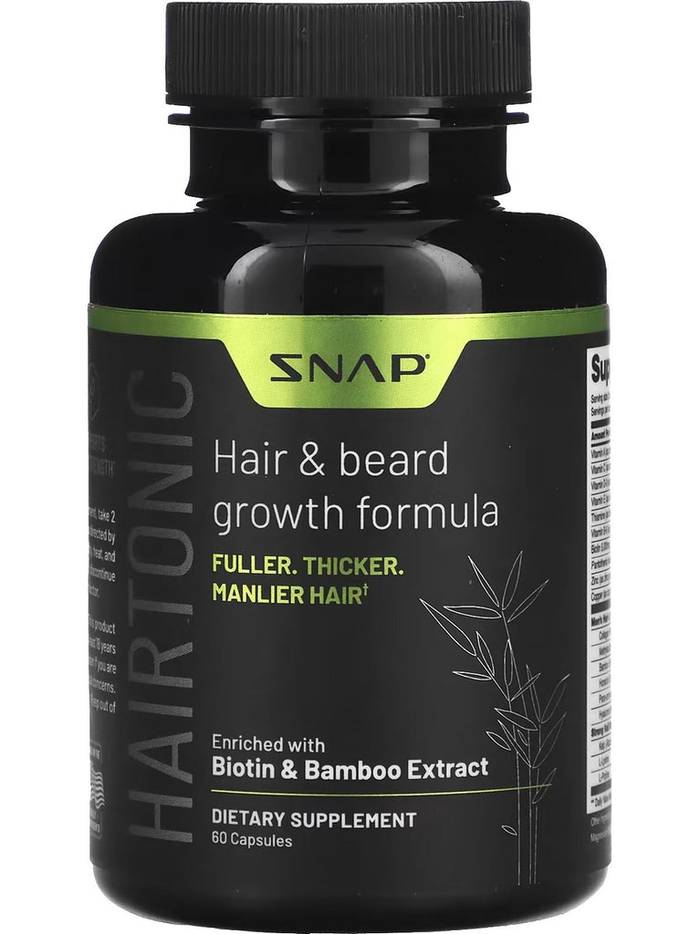 Snap Supplements, Hairtonic Hair and Beard Growth Formula, Biotin and Bamboo Extract, 60 Capsules