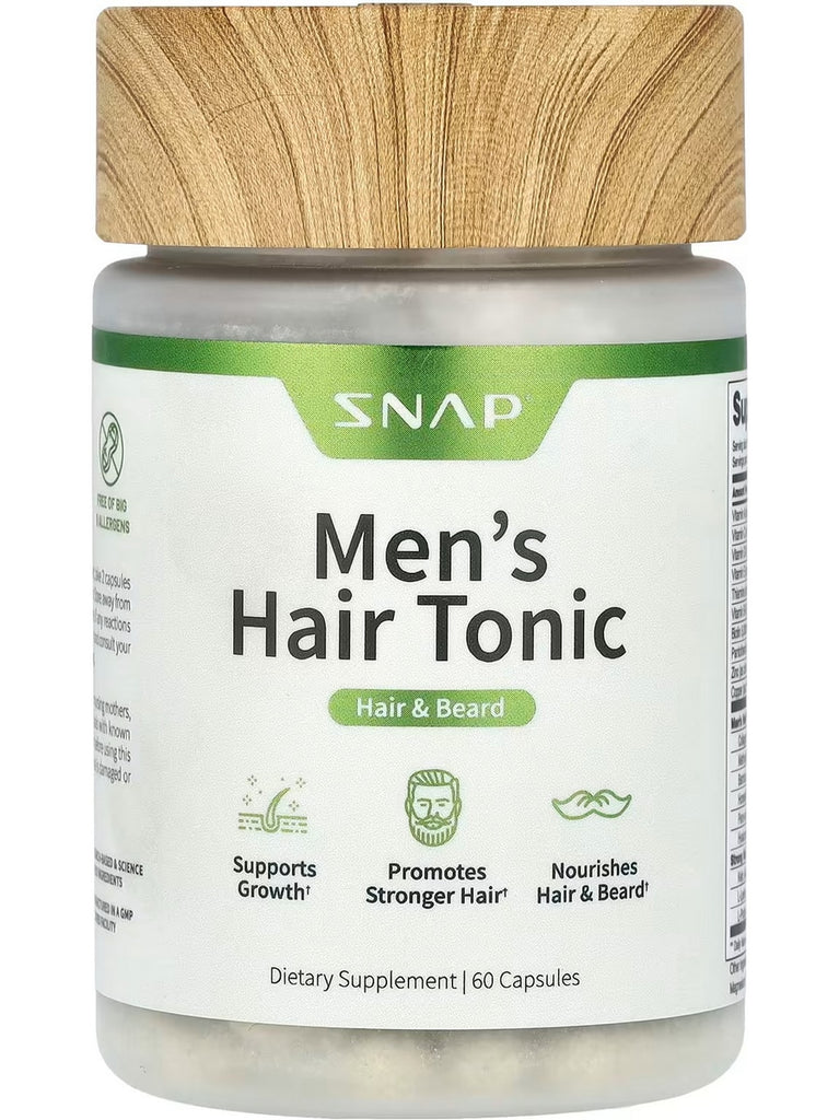 Snap Supplements, Men's Hair Tonic, Hair and Beard, 60 Capsules
