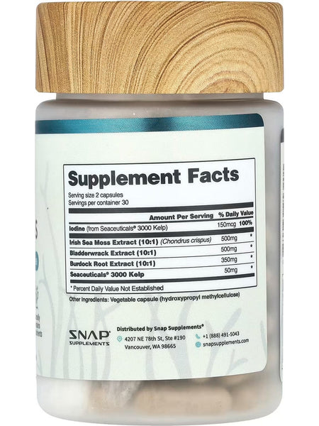 Snap Supplements, Irish Sea Moss, 60 Capsules