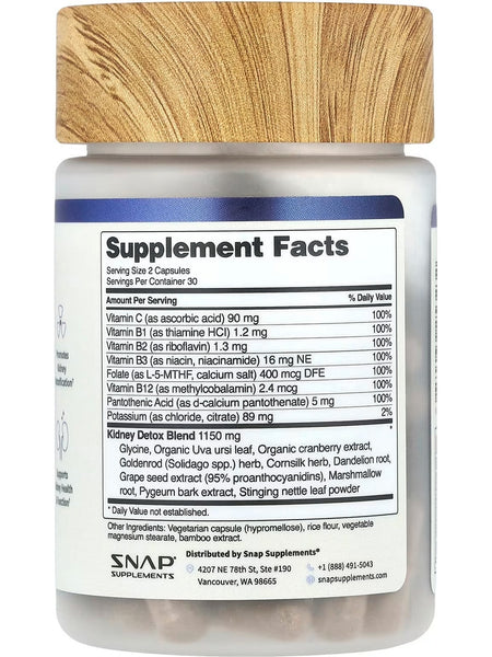 Snap Supplements, Kidney Health, 60 Capsules