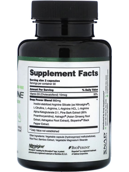 Snap Supplements, Caffeine-Free L-Arginine Power Complex, 60 Capsules