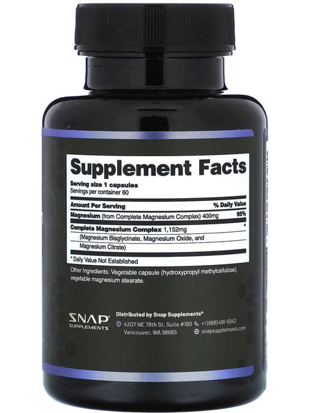 Snap Supplements, Magnesium Complex, 60 Capsules