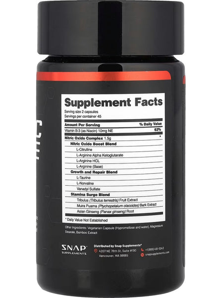 Snap Supplements, Nitric Oxide Booster, 90 Capsules