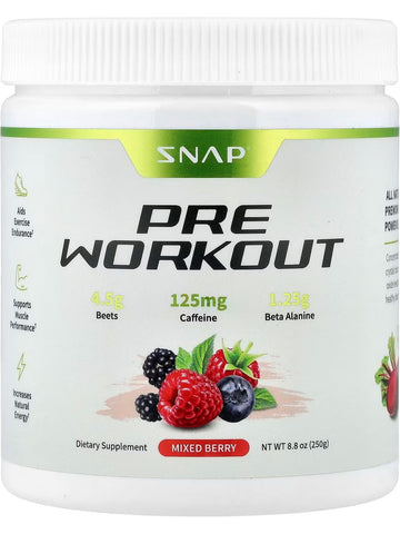 Snap Supplements, Pre Workout, Mixed Berry, 8.8 oz