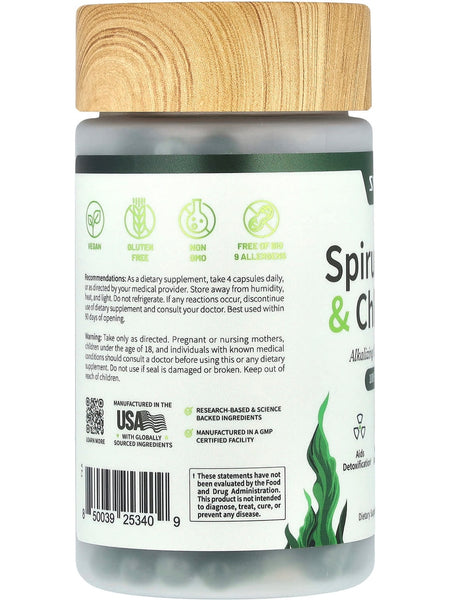 Snap Supplements, 100% Organic Spirulina and Chlorella, 120 Capsules