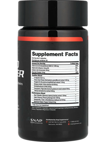 Snap Supplements, Testo Booster, 90 Capsules