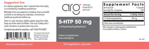 Allergy Research Group, 5-HTP 50 mg, 150 Vegetarian Capsules