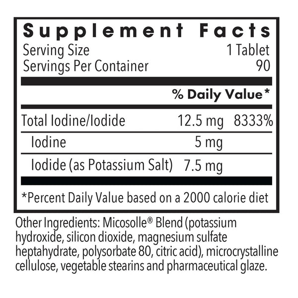Allergy Research Group, Iodoral 12.5 High Potency Iodine, 90 Scored Tablets