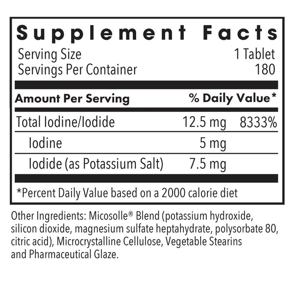 Allergy Research Group, Iodoral 12.5 High Potency Iodine, 180 Scored Tablets