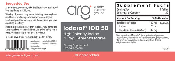 Allergy Research Group, Iodoral IOD 50, 30 Scored Tablets