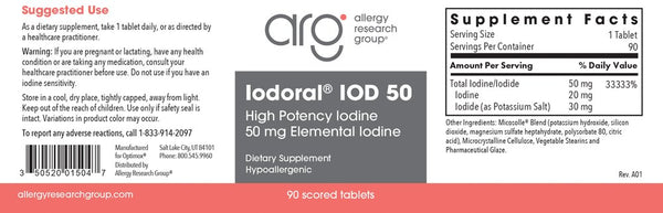 Allergy Research Group, Iodoral IOD 50, 90 Scored Tablets
