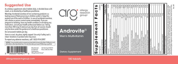 Allergy Research Group, Androvite, 180 Tablets