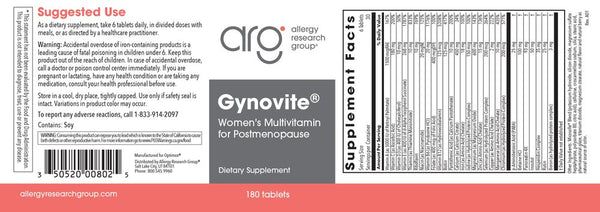 Allergy Research Group, Gynovite, 180 Tablets