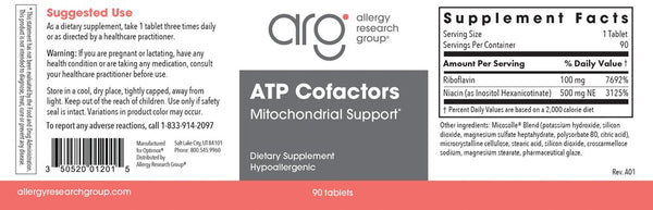 Allergy Research Group, ATP Cofactors, 90 Tablets
