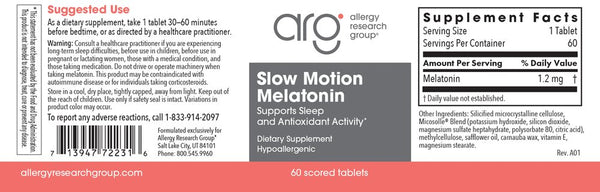 Allergy Research Group, Slow Motion Melatonin, 60 Scored Tablets