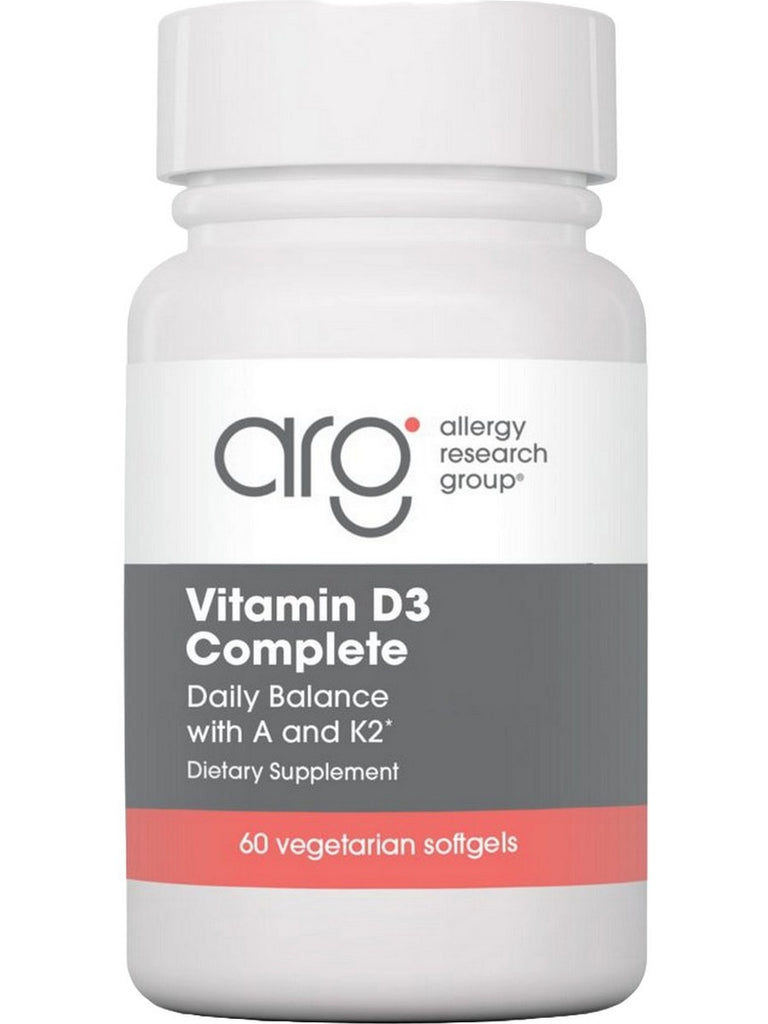 Allergy Research Group, Vitamin D3 Complete Daily Balance with A and K2, 60 Vegetarian Softgels