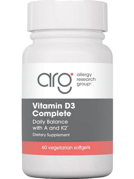 Allergy Research Group, Vitamin D3 Complete Daily Balance with A and K2, 60 Vegetarian Softgels