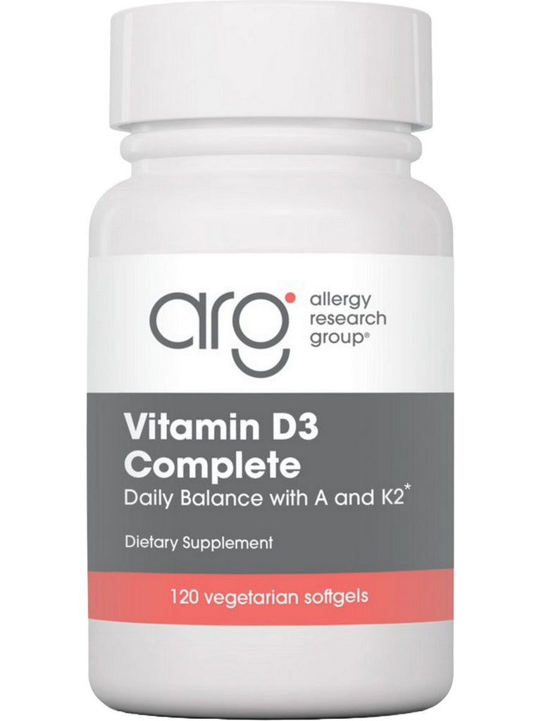 Allergy Research Group, Vitamin D3 Complete Daily Balance with A and K2, 120 Vegetarian Softgels
