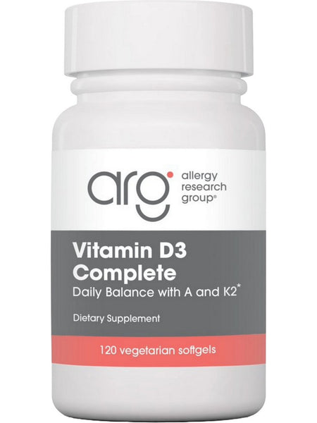 Allergy Research Group, Vitamin D3 Complete Daily Balance with A and K2, 120 Vegetarian Softgels