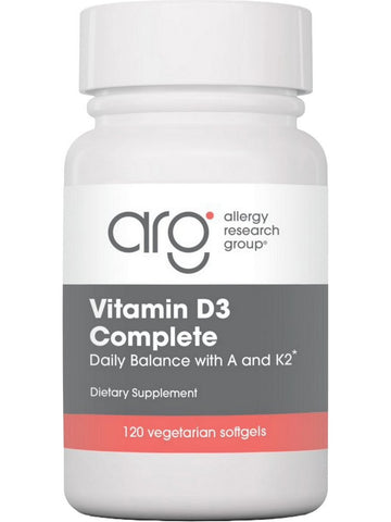 Allergy Research Group, Vitamin D3 Complete Daily Balance with A and K2, 120 Vegetarian Softgels