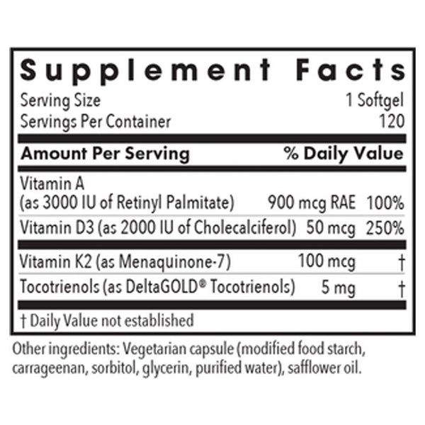 Allergy Research Group, Vitamin D3 Complete Daily Balance with A and K2, 120 Vegetarian Softgels