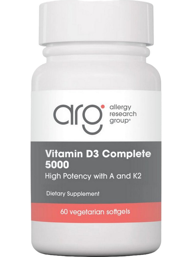 Allergy Research Group, Vitamin D3 Complete 5000 High Potency with A and K2, 60 Vegetarian Softgels