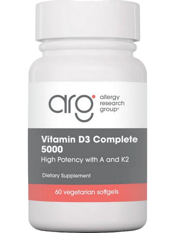 Allergy Research Group, Vitamin D3 Complete 5000 High Potency with A and K2, 60 Vegetarian Softgels
