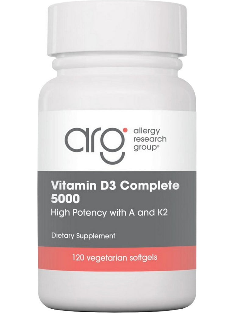 Allergy Research Group, Vitamin D3 Complete 5000 High Potency with A and K2, 120 Vegetarian Softgels