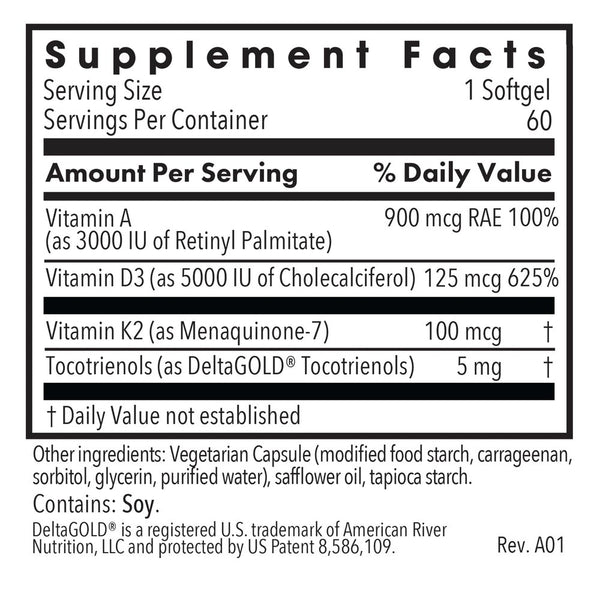 Allergy Research Group, Vitamin D3 Complete 5000 High Potency with A and K2, 120 Vegetarian Softgels