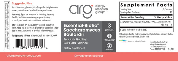 Allergy Research Group, Essential-Biotic Saccharomyces Boulardii, 120 Vegetarian Capsules