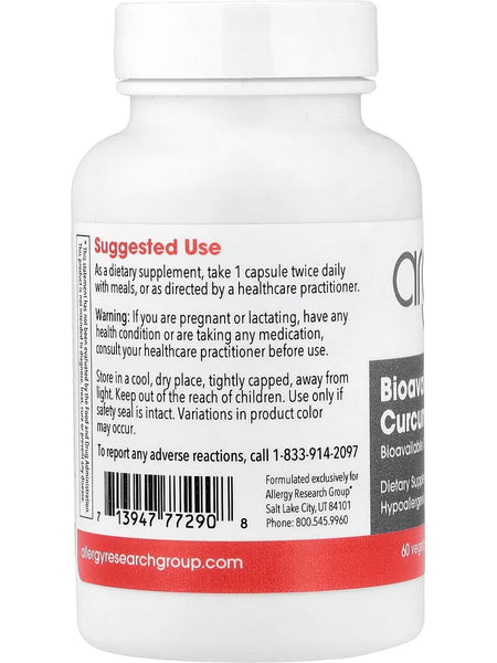 Allergy Research Group, Bioavailable Curcumin, 60 Vegetarian Capsules