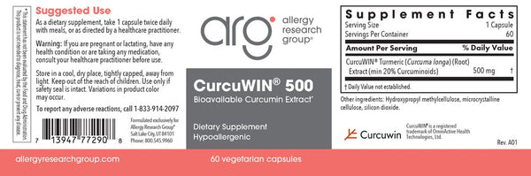 Allergy Research Group, CurcuWIN 500, 60 Vegetarian Capsules